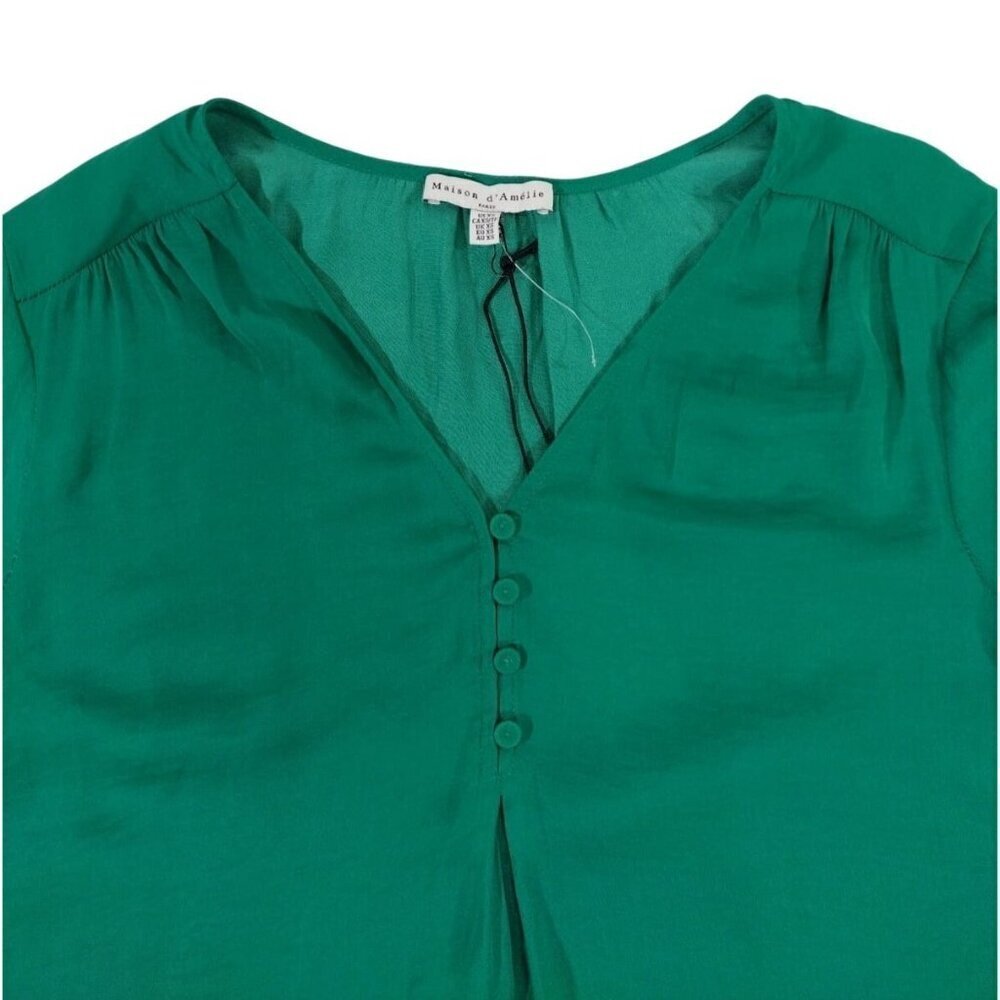 Maison DAmélie Paris Green Long Sleeve Button Detail Blouse XS Womens Top. - Picture 8 of 11